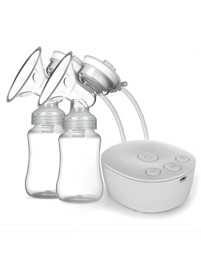 Double-Sided Electric Breast Pump, Usb Powered, With 2 Bottles
