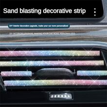 10pcs Pink Car Air Vent Decorative Strips, Rhinestone Shiny Car Accessories Air Conditioning Vent Decorative Strips, Car Interior Decorative Strips, Car Styling - Pink - View 9