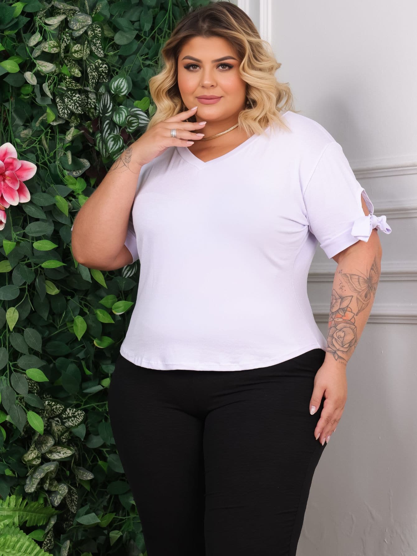 Plus Size Blouses - White - View 1