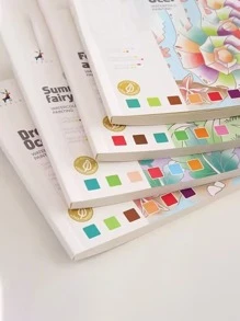 創意水彩著色本，贈送水彩素描本，卡通便條，兒童繪畫本，附送水彩畫和水彩紙，適合聖誕節、復活節等各種節日。隨機顏色1本，20頁，1入組調色板，和1入組畫筆 - 彩色 - 查看 6