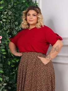 Plus Size Blouses - 紅色 - 查看 1