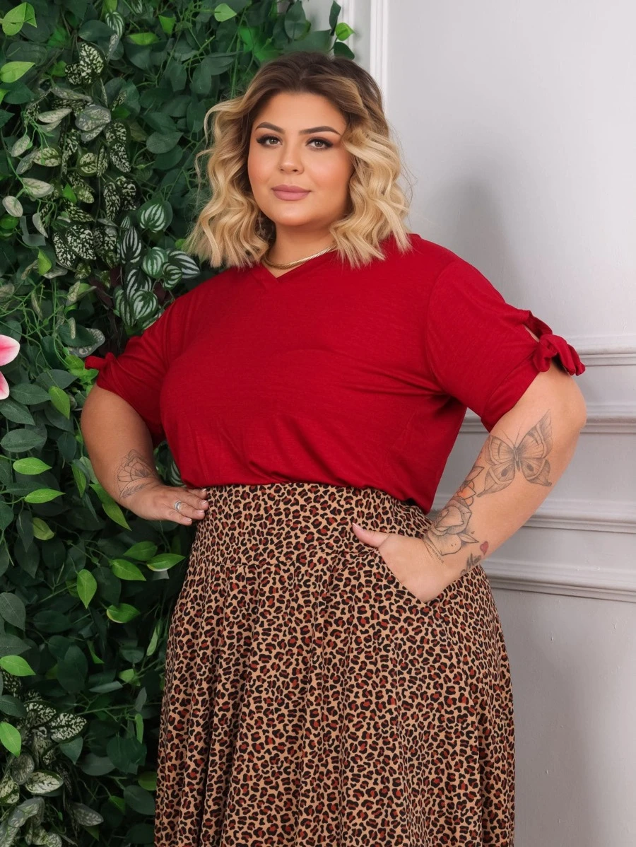 Plus Size Blouses - 紅色 - 查看 1