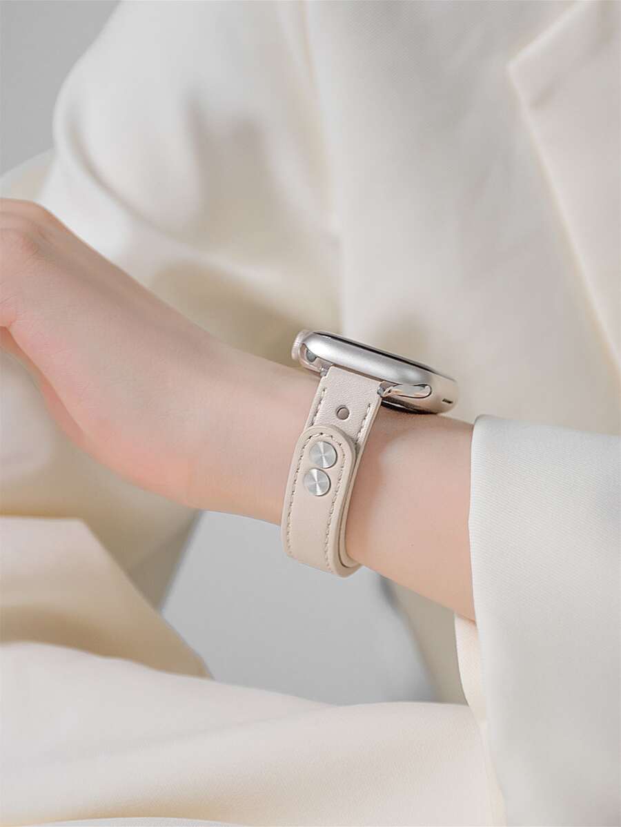 1条米色细表带，兼容 42mm、38mm、40mm、41mm、44mm、45mm、46mm、49mm，时尚智能手表替换表带，适用于Series Ultra2、Ultra SE2、SE 11、10、9、8、7、6、5、4、3、2、1，适合女性佩戴，可作为学生返校礼物