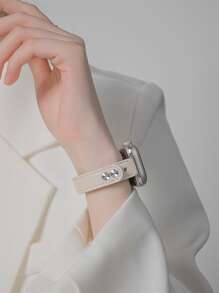 1条米色细表带，兼容 42mm、38mm、40mm、41mm、44mm、45mm、46mm、49mm，时尚智能手表替换表带，适用于Series Ultra2、Ultra SE2、SE 11、10、9、8、7、6、5、4、3、2、1，适合女性佩戴，可作为学生返校礼物 - 米色 - 查看 3