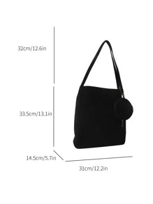 Màu thuần Sành điệu Không giới tính Túi tote Với ví coin , NỮ Cái túi Với Cái túi - màu đen - Xem 3