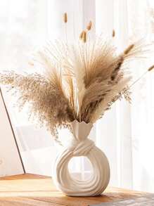 1pc Designer Style Round Necktie Shaped Ceramic Flower Vase, Suitable For Ornament, Decoration, Flower Arrangement, Festive Gift Giving - Beige - View 2