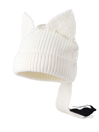 1入組可愛卡通針織帽帶長尾和狐皮球,角色扮演頭飾