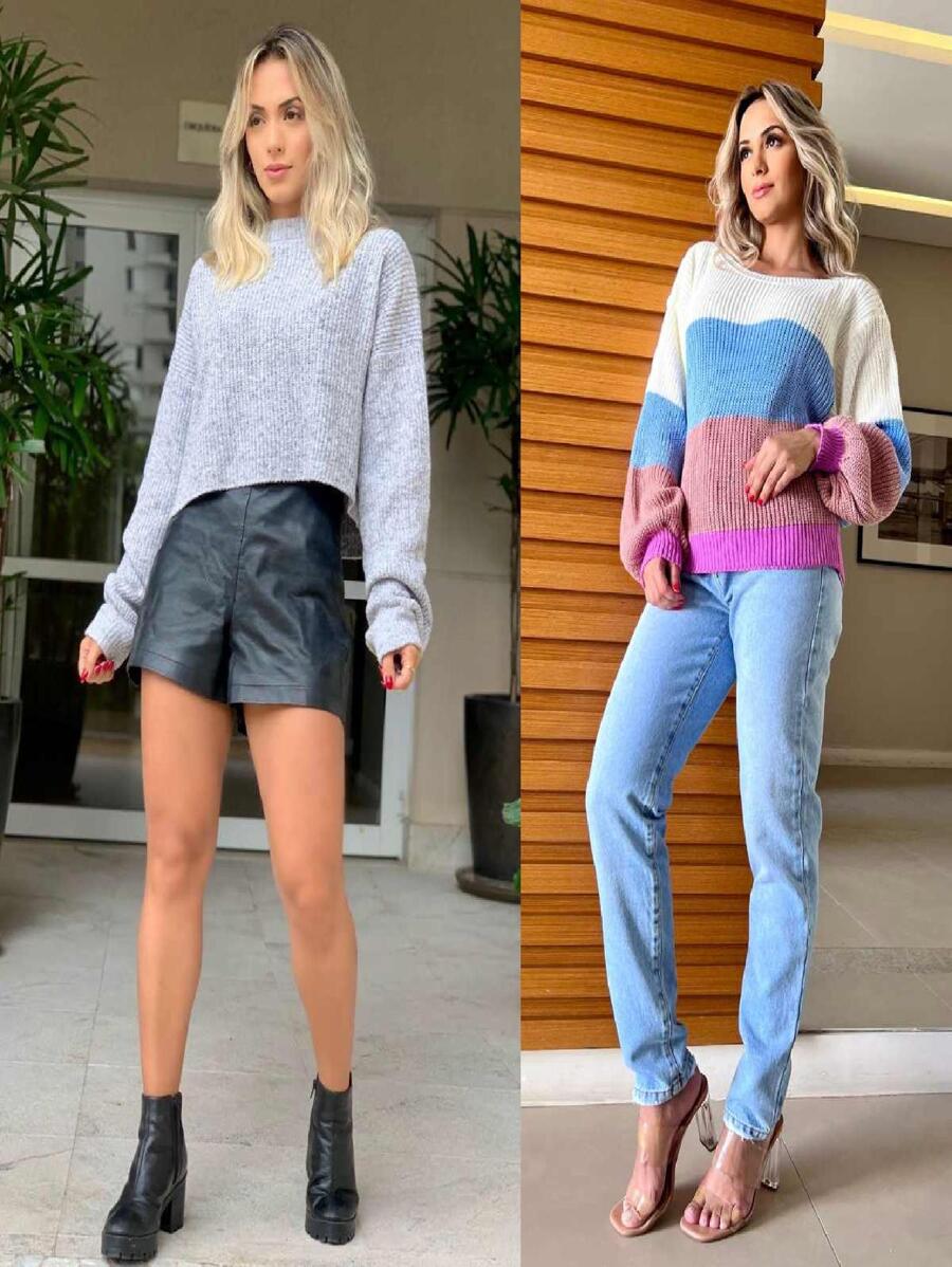 Women Sweater Co-ords - 淺灰色 - 查看 1