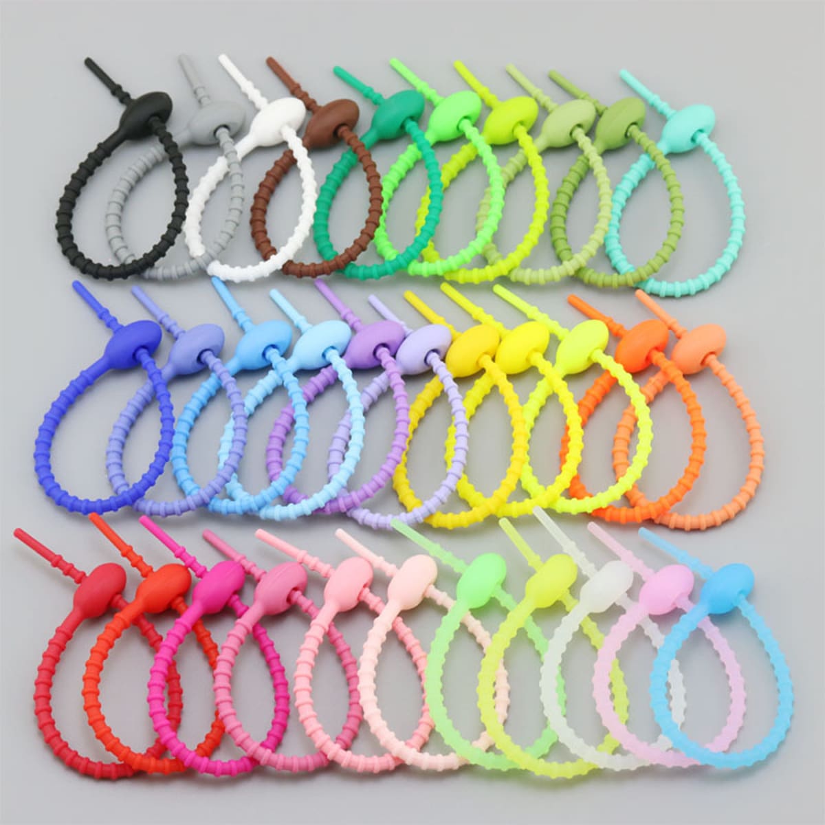 10pcs Random Color Reusable Cable Zip Ties, For Phone Charging Cable Wire Labels Desk Car And Travel Essentials Accessories - Multicolor - View 1