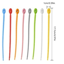 10pcs Random Color Reusable Cable Zip Ties, For Phone Charging Cable Wire Labels Desk Car And Travel Essentials Accessories - Multicolor - View 7