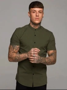 Men Shirts - 軍綠色 - 查看 1