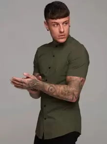 Men Shirts - 軍綠色 - 查看 2