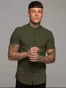 Men Shirts - 軍綠色 - 查看 3
