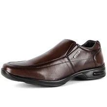 Sapato Masculino Confortável Antistress Elástico Calce Fácil Anatômico - Marrom - Visão 3
