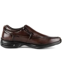 Sapato Masculino Confortável Antistress Elástico Calce Fácil Anatômico - Marrom - Visão 4