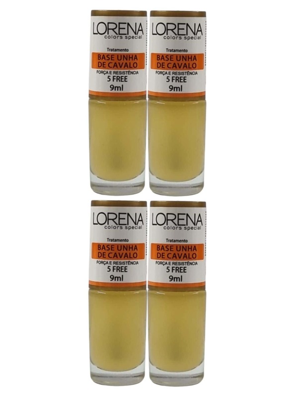 Kit 4 Bases Unha de Cavalo Força e Resistência p/ Unhas Lorena 9mL