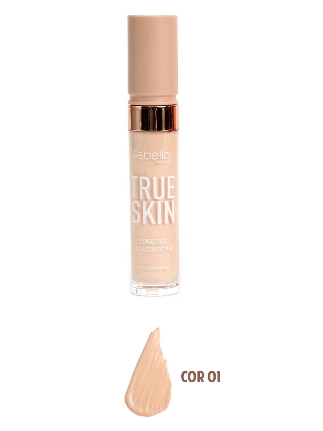 01-Corretivo de alta Cobertura Natural True Skin Maquiagem Febella CL5095 Festa Junina - Bege - Visão 1