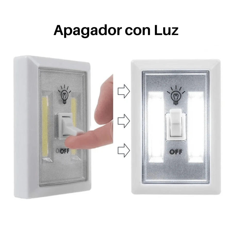Apagador con luz LED para closets y espacios oscuros. Interruptor con luz LED blanca para iluminar espacios del hogar - Blanco - Ver 1