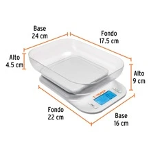 Báscula digital con tazón para cocina, 5kg, Truper BASE-5T 102421 - Blanco - Ver 2