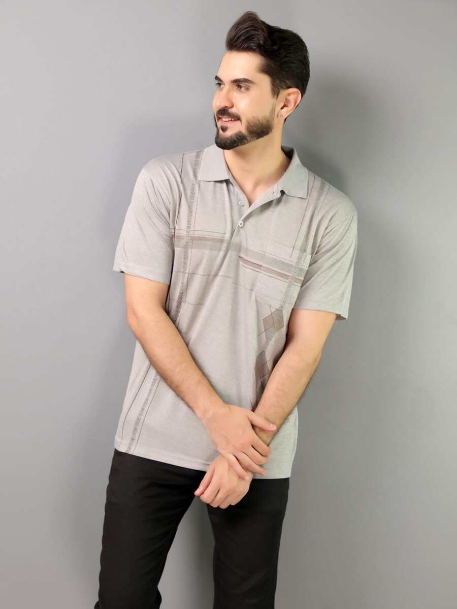 Men Polo Shirts - 淺灰色 - 查看 1