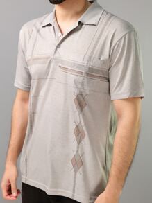 Men Polo Shirts - 淺灰色 - 查看 3