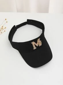 1入組水鑽&字母裝飾防曬霜遮陽帽適用於戶外運動在夏天