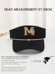 1入組水鑽&字母裝飾防曬霜遮陽帽適用於戶外運動在夏天