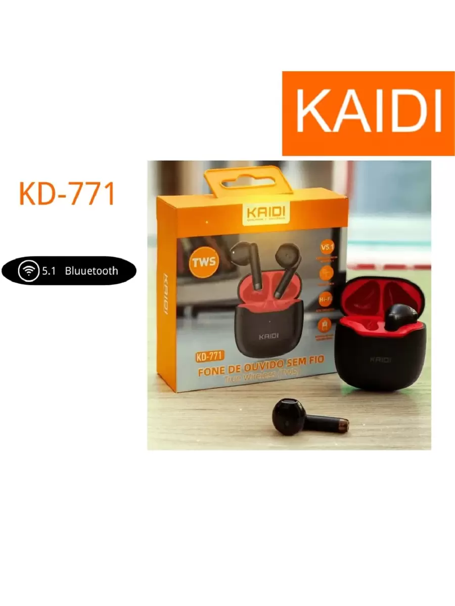 FONE DE OUVIDO BLUETOOTH KAIDI - KD-771 - Preto - Visão 1
