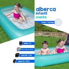Piscina Hinchable Alberca Inflable Infantil Rectangular Verde Aqua Piscina Inflable Para Niños y Niñas - verde menta - Ver 3
