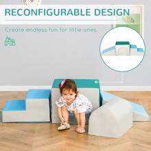 Qaba Foam Play Set for Toddlers and Children, Easy-to-clean 4 Piece Soft & Safe Kids Climbing Set for Crawling or Sliding, Multicolor - Blue - View 4