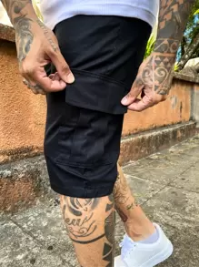 Men Denim Shorts - สีดำ - ดู 2