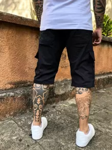 Men Denim Shorts - สีดำ - ดู 3