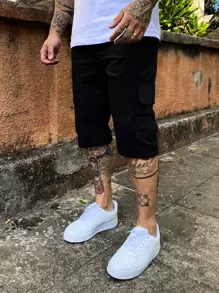 Men Denim Shorts - สีดำ - ดู 6