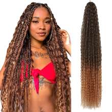 Curly Braiding Hair Ombre Brown Curly Crochet Hair for Women 1 Pack Ocean Wave Crochet