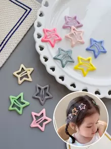 10入組女孩星形滴油髮夾套裝,包括髮夾和發夾,適用於日常穿搭 - 彩色 - 查看 1