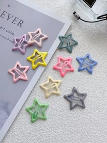 10入組女孩星形滴油髮夾套裝,包括髮夾和發夾,適用於日常穿搭 - 彩色 - 查看 5