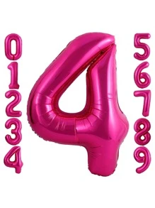 1pc 32/40 Inch Hot Pink Number Balloon, Large Size Giant Polyester Foil Helium Bright Pink Balloon For Birthday Party Celebration, Graduation Anniversary, Baby Shower Photo Shoot, - Hot Pink - View 5