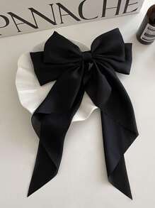 2 件女士黑白丝带织物发夹，带蝴蝶结和松紧带，适合日常生活、居家、通勤、约会、派对和礼物，可爱、发饰、发夹爪夹 - 黑與白 - 查看 6