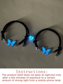 ATLVXJL Bộ 2 vòng tay trang trí hình bướm và trái tim phát sáng dành cho cặp đôi, quà tặng ngày Valentine, quà tặng phát sáng trong bóng tối cho các cặp đôi. - Nhiều màu - Xem 9