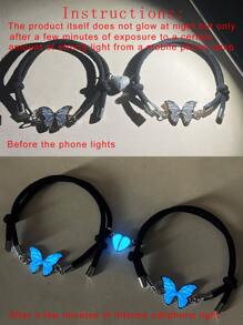 ATLVXJL Bộ 2 vòng tay trang trí hình bướm và trái tim phát sáng dành cho cặp đôi, quà tặng ngày Valentine, quà tặng phát sáng trong bóng tối cho các cặp đôi. - Nhiều màu - Xem 3