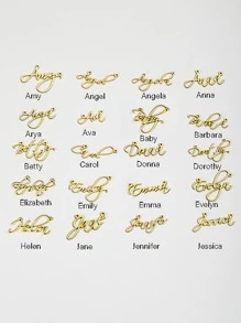 1入組不銹鋼英語姓名姓名女性吊墜項鍊合適的適用於約會穿著情侶禮物 - 金黃色 - 查看 4