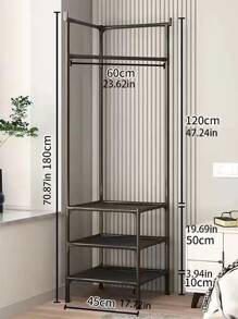 1pc Corner Clothes Hat Rack For Bedroom Organizer Storage - Black - View 3