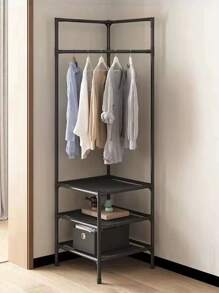 1pc Corner Clothes Hat Rack For Bedroom Organizer Storage - Black - View 2