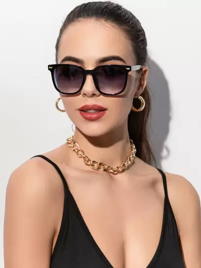 优雅 1 件方形塑料时尚太阳镜太阳镜海滩太阳镜海滩配饰女士太阳镜太阳镜遮阳时尚遮阳优雅装扮家庭出游旅行度假夏季海滩度假、户外、旅行