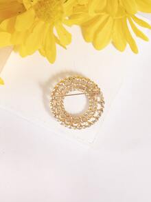 1 pieza con diamante de imitación círculo en forma de Broche , de moda & versátil Alfiler para mujeres - Blanco - Ver 2