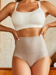 FINETOO 字母圖案高腰內褲 - 中紫紅色 - 查看 2