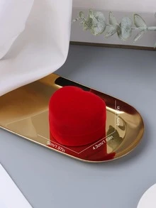 1 件復古簡約紅色天鵝絨圓形戒指收納盒適合婚禮、日常節日禮物、珠寶包裝