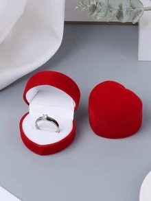 1 件復古簡約紅色天鵝絨圓形戒指收納盒適合婚禮、日常節日禮物、珠寶包裝