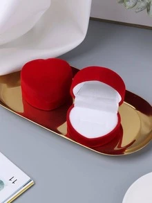 1 件復古簡約紅色天鵝絨圓形戒指收納盒適合婚禮、日常節日禮物、珠寶包裝