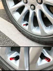 8pcs Red + Black Durable & Fashionable Car Tire Valve Stem Caps, Personalize Your Vehicle, High-Quality Car Accessories, Suitable For Cars, Trucks, Motorcycles, SUVs And Bicycles - Multicolor - View 6